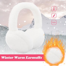 NASULAR Kids Winter Earmuffs Baby Warm Ear Muff Girls Cute Furry Ear Warmers Boys Foldable Ear Covers for Cold Weather (A-white) | NASULAR
