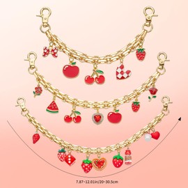 HUAAPLEVLA 3 Pcs Fruit Purse Charm Chain Gold Bag Charms for Handbags Decorative Handbag Replacement Extension Chain Straps for Women Bag Purse Wallet Accessories
