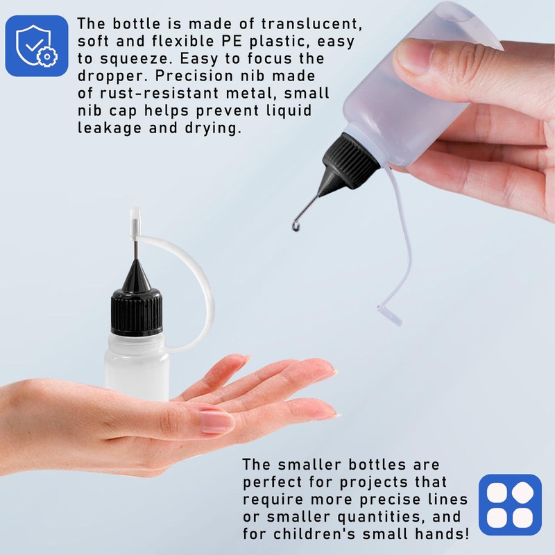 Augeny 3PCS Needle Tip Glue Bottle, 5ML Blunt Needle Tip