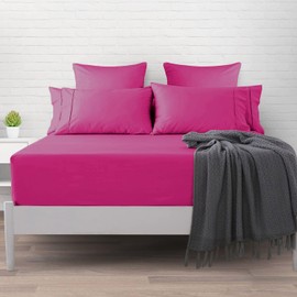 Imperial Rooms Super King Fitted Sheet 16"/40CM - Extra Deep Brushed Microfiber Bed Sheets Easy Care Soft Fitted Bed Sheet - Shrinkage and Fade Resistant (Hot Pink)