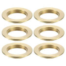 sourcing map G1 Pipe Fitting Hex Flange Lock Nut Locknut Female Threaded Fastening Thin Nut for Plumbing, Brass 6Pcs