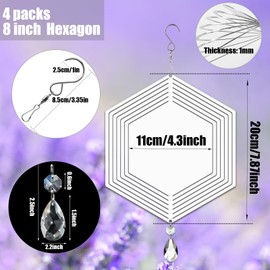 4Pack 8inch Sublimation Wind Spinner Blanks 3D Aluminum Metal Wind Sculpture Kinetic Spinners for Yard and Garden Indoor Art Ornaments Hanging Decoration (Hexagon)