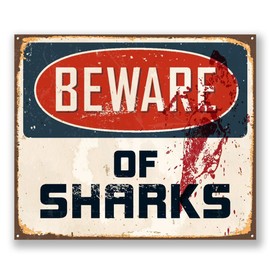 2 x 10cm/100mm Beware of Sharks Vinyl Sticker Decal Laptop Travel Luggage Car Bike Sign Fun #6526