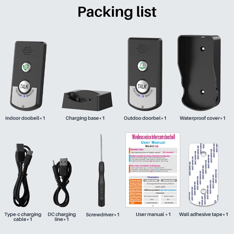 Intercoms Wireless for Home, 1500 Meters 2 Charging Methods Wireless