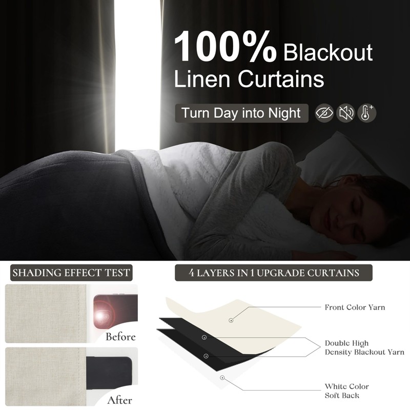 Cream Blackout Curtains & Drapes 96 Inches Long 2 Panels