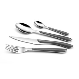 Amefa ECLAT Cutlery for 4 People, Stainless Steel with High-Quality Plastic Handles in Grey, 16-Piece