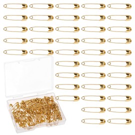 JIYIN Pack of 120 Safety Pins, 19 mm Gold Clothing Safety Pins, Golden Safety Pins, Metal Safety Pin for Crafts, Sewing, DIY