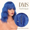 FESHFEN Bob Wig with Bangs, Dark Blue Shoulder Length Wavy