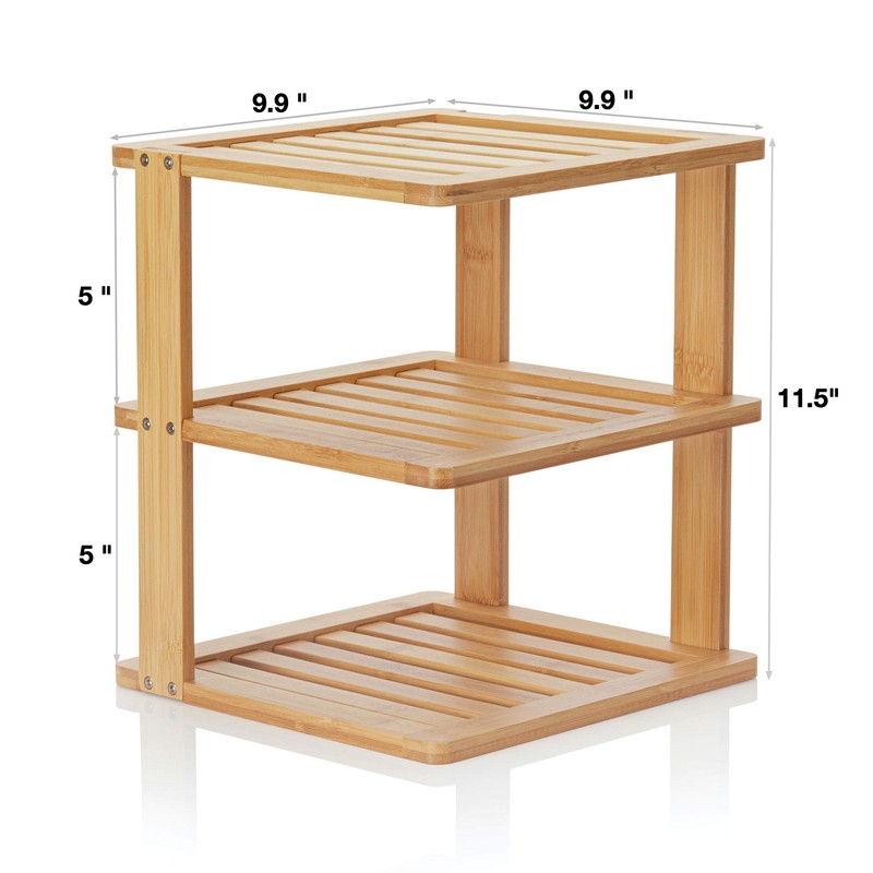 BERYLAND Bamboo Corner Shelf - 3 Tier 10 x 10