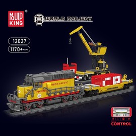 Mould King 12027 Diesel Locomotive Train Trailer Building Block Remote Toy