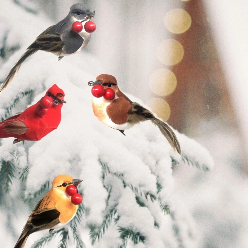 Banberry Designs Feathered Song Bird Clip-On Ornaments - Assorted Styles