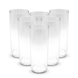 DOJA Barcelona 30cl Long Drink Glasses, Pack of 6, Hard Transparent Plastic Cups, 154 x 63 x 2 mm, Polycarbonate Drinking Glasses, Reusable Hard Plastic Cups, for Must, Cocktail, Gin Tonic