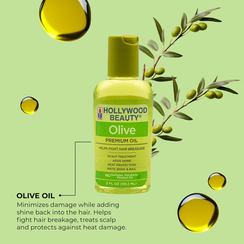 Hollywood Beauty Olive Hair Oil, 2 oz - Fights Hair