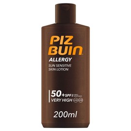 Piz Buin Allergy SPF 50+ Sun Protection for Sensitive Skin, Waterproof and Fast Absorbent, 200 ml