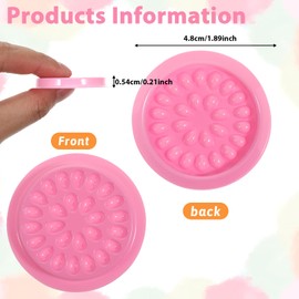 JIYIN 100 Pcs False Eyelash Glue Holders, Lash Trays for Lash Extensions, Pink Disposable False Eyelashes Glue Holder Plastic Eyelash Extension Glued Pallet Pads