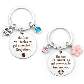 Godmother Gifts Baptism Gifts Ideas 2pcs Keychain Christian Gifts Birthday Gift for Godfather Godmother Thank You Gifts for Godfather Christening Gifts Religious Gifts for Godmother Baby Shower