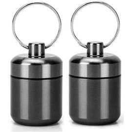 Pill Keychain Holder - Small Pill Box Waterproof Pill Fob Organizer Portable Pill Holder Keychain(Grey 2PCS)