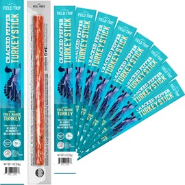 Field Trip Free Range Cracked Pepper Turkey Jerky Snack Sticks, Keto, Paleo, Gluten Free, Allergy Friendly Snack, High Protein, 70 Calorie Snack, 1oz, 10 Pack