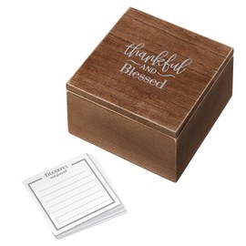 Lillian Rose Rustic Wooden Thankful and Blessed Box with 30 Note Cards, One Size, brown
