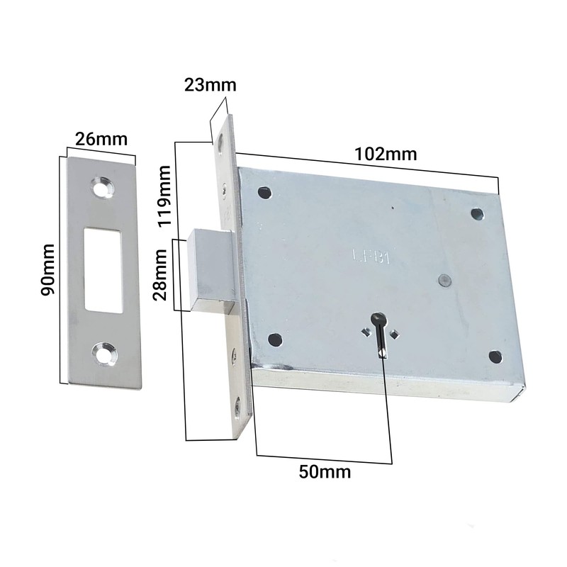 Fire Brigade FB1 Mortice Deadlock (Without Key)