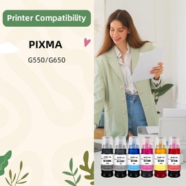 NEXTPAGE GI53 GI-53 Ink Compatible with Canon Pixma GI 53 GI-53 Ink Bottle Multipack for Pixma G650 G550 Printer Black Cyan Magenta Yellow Red Grey (6 Pack)