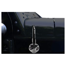 VMS RACING Combo BLACK MOAB ANTENNA & CHROME ANODIZED HOUSING COVER BASE in Billet Aluminum Short Compatible with Jeep Wrangler JK JKU JL JT