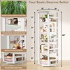 Homykic Rotating Bookshelf, Bamboo 360 Display Spinning Bookcase Tower, 5-Tier