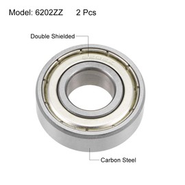 sourcing map 6202ZZ Deep Groove Ball Bearings Z2 15mm X 35mm X 11mm Double Shielded Carbon Steel 2pcs