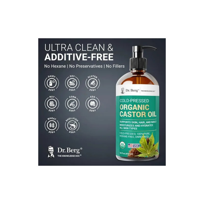 Aceite De Ricino Orgánico Dr. Berg 473 Ml (16 Onzas