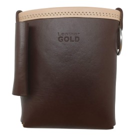 Leather Gold 3850-CHOC Bolt Bag with Spud Wrench Holder and Snap Holder | Ironworker Bolt Bag, Medium Size | Premium, Ultra Durable Buffalo Leather | Commercial Grade Sliding Tool Belt Accessory