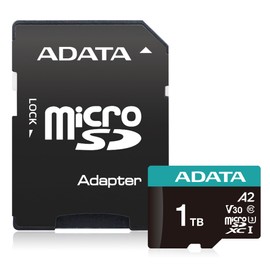 ADATA Premier Pro 1TB MicroSDXC UHS-I U3 V30 Clase 10 A2 Tarjeta de memoria MircoSD con adaptador AUSDX1TUI3V30SA2-RA1