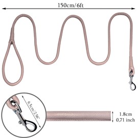 OOPSDOGGY Rolled Leather Dog Lead 6ft Heavy Duty Training Leash for Small Medium Large Dogs & Puppy Black Brown Red (Beige, Small)