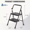 ANTONIA 2-Step Ladder Outside Heavy Duty Folding Stool with Wide