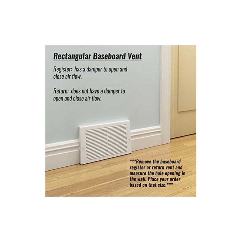 White Baseboard Return Grill with 7/8" Turn Back (16" x