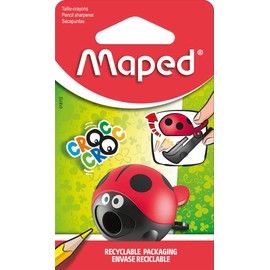 Maped 18114 Croc Easy Pencil Sharpener for Thin Pencils with Pencil Sharpener Box Ladybird