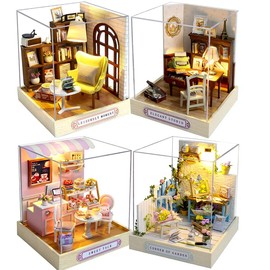 (t-FREAK) 1:32 Dollhouse Set of 4, Handmade Kit Set, Miniature Happiness Series (Set of 4)