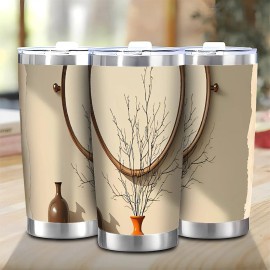 Premium 20oz Double Silver Side Insulated Tumbler with Lid and Strawcapacity: 20oz, color: White