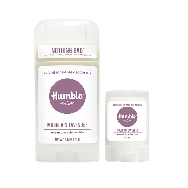 HUMBLE BRANDS Aluminum-Free Deodorant, Vegan and Cruelty- free, Formulated for Sensitive Skin, Sensitive Mountain Lavender Deodorant Full & Travel Pack