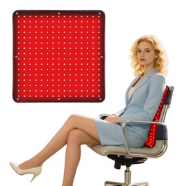 18" x 18"Red Light Therapy Mat for Body, 265 LEDs 660nm 850nm Infrared Light Therapy Heating Pad with Car Charger Plug for Back Knee Joints 50w 10Hz/40Hz Pulse Mode