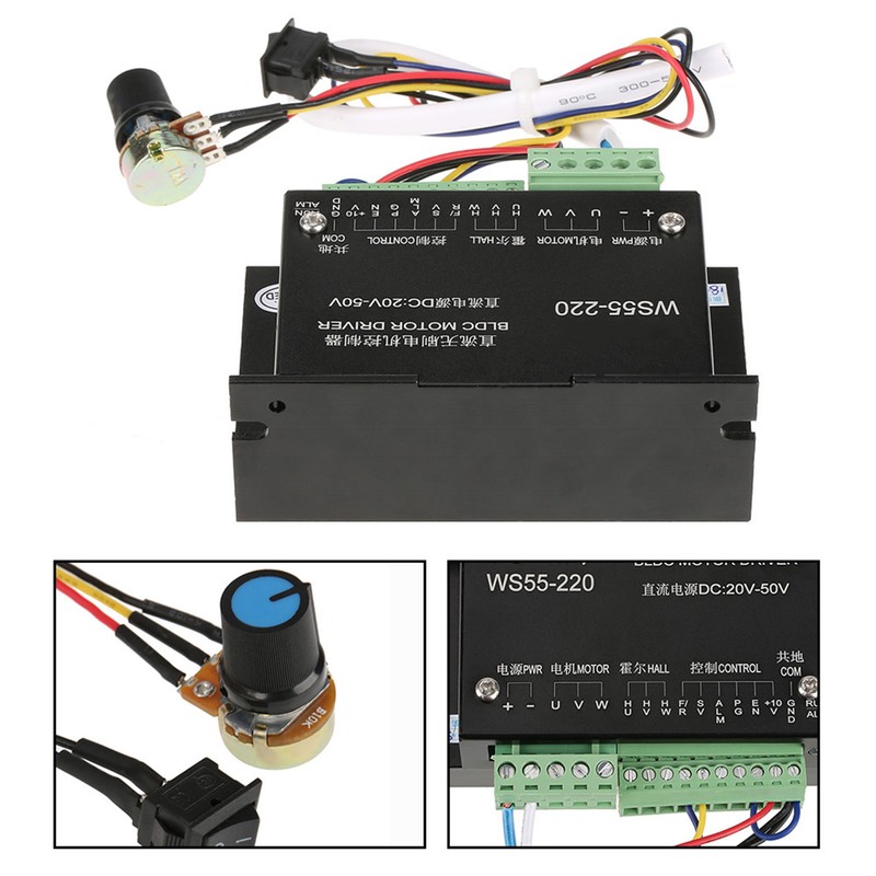 WS55-220 DC 48V 500W CNC Brushless Spindle BLDC Motor Driver