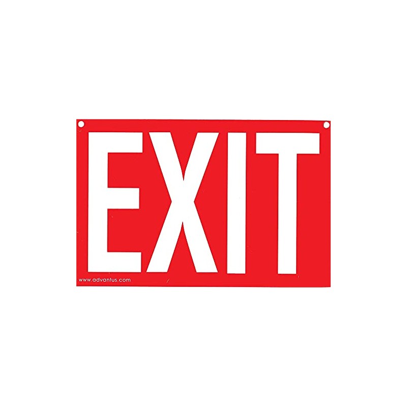 COSCO Glow-In-The-Dark Safety Sign, Exit, 12 X 8, Red
