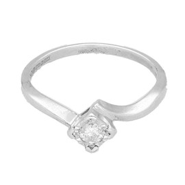 Womens Ring | 9Ct White Gold 0.10ct Diamond Illusion Set Crossover Solitaire Ring (Size J 1/2) | One of a Kind Jewellery