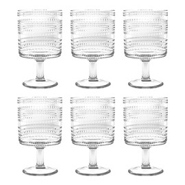 Abode Homewares Beaded Stacking Goblet, Indoor/Outdoor, Clear, 14.8 oz., Set of 6