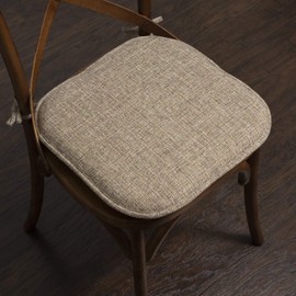 Sweet Home Collection Chair Cushion Memory Foam Pads with Ties Honeycomb Pattern Slip Non Skid Rubber Back Rounded Square 16" x 16" Seat Cover, 4 Pack, Aria Brown