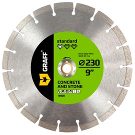 9 Inch Diamond Blade for Angle Grinder Arbor 7/8"-5/8" – Diamond Cutting Wheel for Stone, Marble, Granite, Brick, Masonry, Concrete – Diamond Saw Blades for Dry and Wet Cutting GRAFF