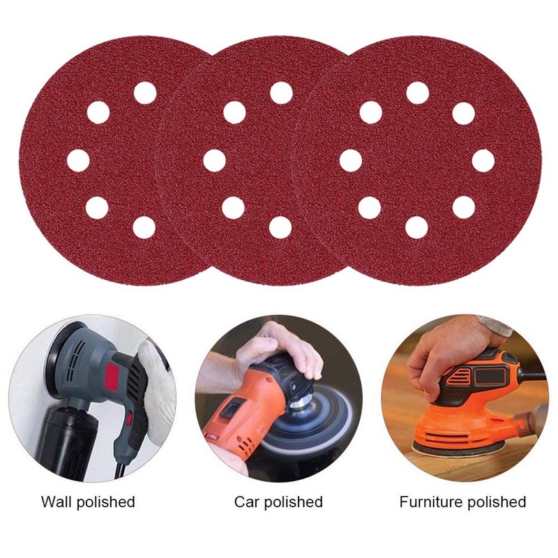 Maveek 50 Pieces 8 Holes Sanding Discs 80 Grit 5