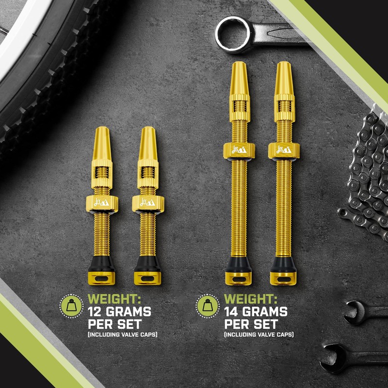 JRC Components 44MM Aluminum TUBELESS VALVES - Acid Green