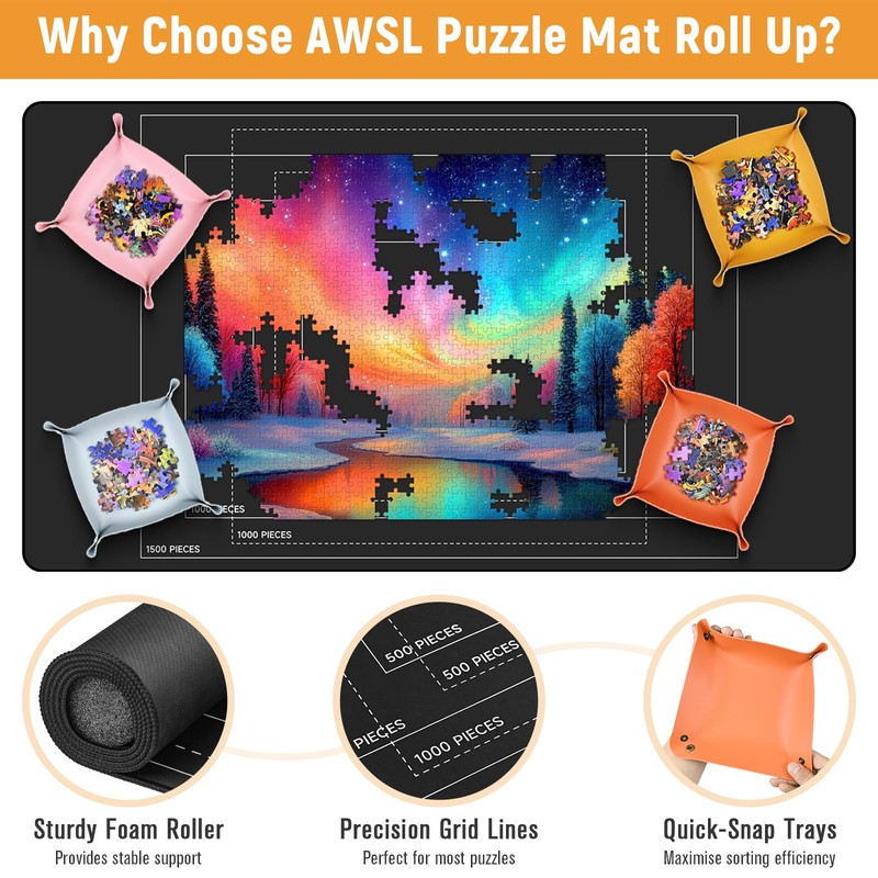 1500 Pieces 46" x 26 "Puzzle Mat Roll Up, Puzzle