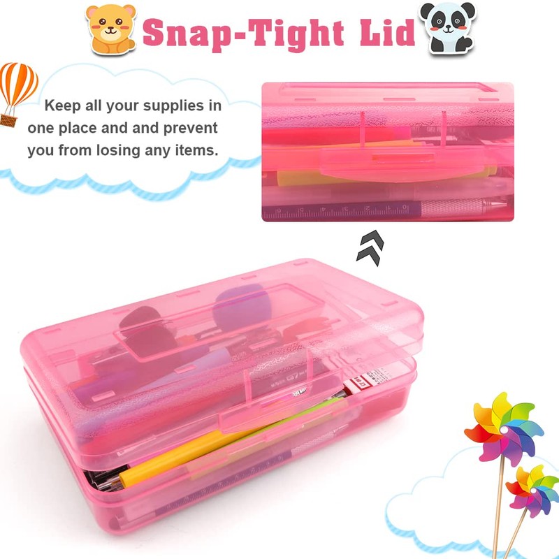 Pencil Box, Large Capacity Clear Pencil Case, 1 Pack Hard