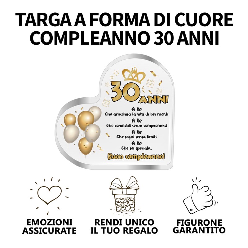 NAÏZAYA Birthday Heart Plaque (30 Years)